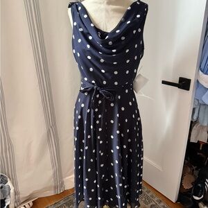 NWT Classic Navy Polka Dot Dress